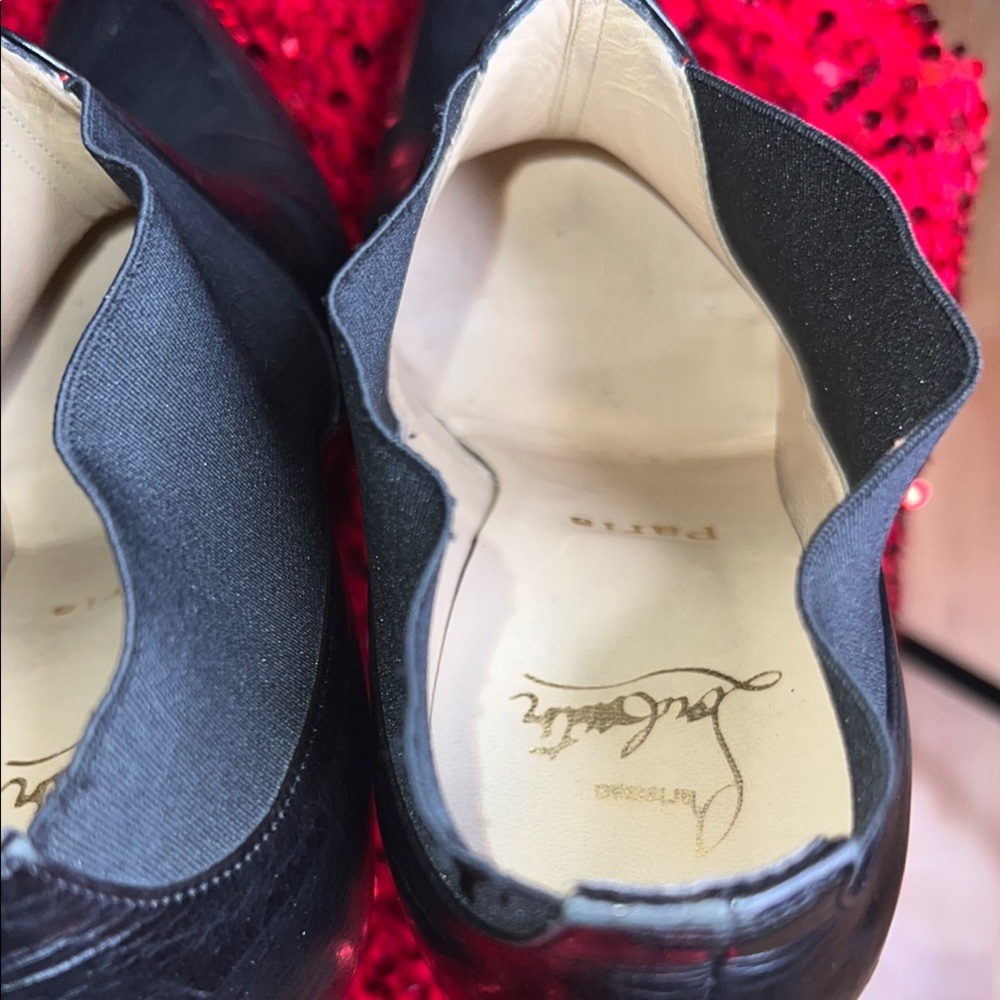 Christian Louboutins Ankle Booties Black Leather Red BottomsWomen's High Heels - Picture 5 of 13